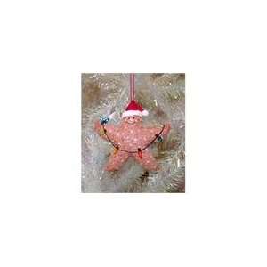   Starfish Wearing Santa Hat Glitter Christmas Ornament: Home & Kitchen