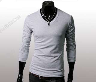   Fit Long Sleeve Casual Base T shirt V Neck Cotton T shirts Basic Tee