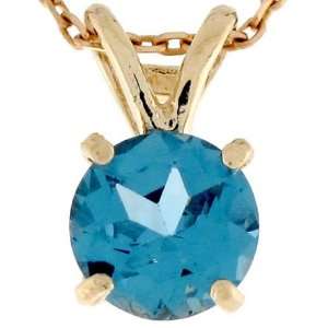    14k Gold CZ Blue Zircon December Birthstone Pendant Jewelry