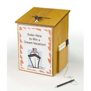  Wood Suggestion Box with Locking Hinged Lid, Built in Side 