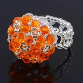 type faceted mushroom crystal glass finger ring size about 20x20 mm sz 
