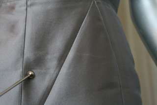 CHRISTIAN DIOR Grey SILK Satin Short Luxe Shift Dress 8  