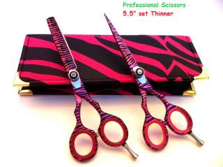 hiar scissors cut barber shears salon equipment pink zebra 5.5 set 