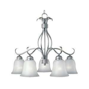 Basix Collection 5 Light 25 Satin Nickel Down Light Chandelier with 