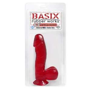 Bundle Basix 6.5in Dong W/Suction Cup Red and 2 pack of Pink Silicone 