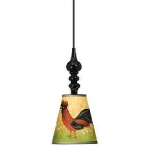  French Rooster 7 1/2 Wide Black Mini Pendant
