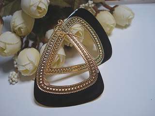 C4599 Womens Gold Big Triangle Hollow Earrings  