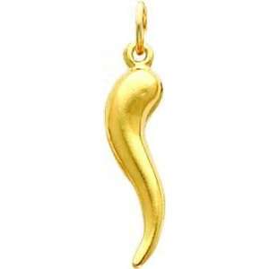  14K Gold Italian Horn Charm: Jewelry
