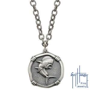    Guy Harvey Sterling Silver Dolphin Fish 25mm with Chain: Jewelry