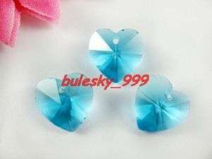 16pcs Faceted Glass Crystal Heart Pendant Bead 14mm  