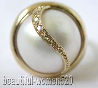 16mm white Mabe Pearl Ring 14k yellow Gold ring  