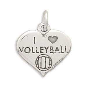   Sterling Silver I Love Volleyball Charm: West Coast Jewelry: Jewelry