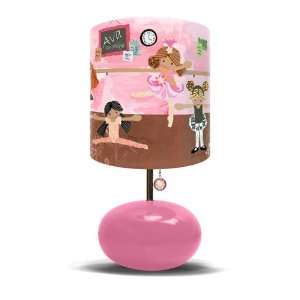  Ballet Class Lamp on Pink Base with Pink and Blue Flowers 