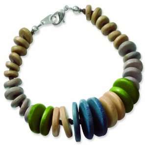    Tone Multicolored Wood Graduating Leather Cord Necklace: Jewelry