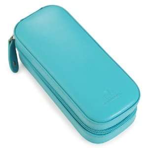   Curacao Leather Oblong Zip Around Jewelry Case, Blue