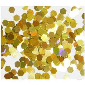  Zink Color Nail Art Spangles Hexagon 3D Gold 100Pc.Cell 