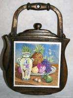 Vintage Teapot Tile Cast Iron Fruit Vase Tea Pot Trivet  