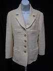 SONIA RYKIEL Cream Tweed Long Sleeve Button Up Lined Coat Jacket Sz M