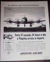 1947 American Airlines flagship plane DC 6 vintage ad  