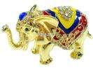 Gold Elephant Group Crystals Jewelry Trinket Ring Box  