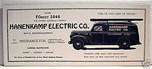 1940 Hanenkamp Electric Truck Old St Louis Ink Blotter  