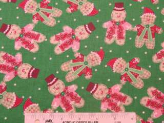 Red & Green Gingerbread Men 100% Cotton Fabric BTY (A2)  