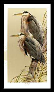BLUE SPLEDOR Heron art FRAMED PRINT L/E   Art Lamay  