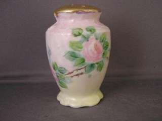 HAND PAINTED PINK ROSES SHAKER SIGNED  