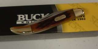 Buck Amber Jigged Bone Toothpick 420HC Pocket Knife 385A  