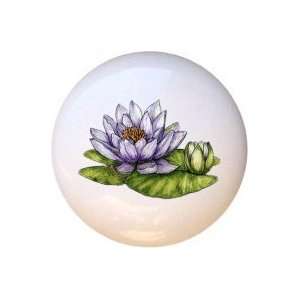  Water Lily Flowers Floral Drawer Pull Knob