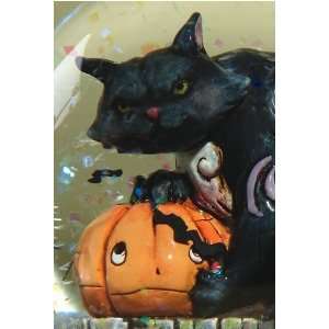   Jim Shore Halloween Black Cat With Pumpkin Water Globe: Home & Kitchen