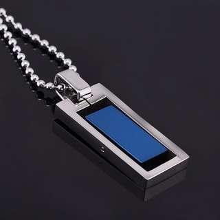 Mens Stainless Steel Fashion Blue Pendant Necklace 240  