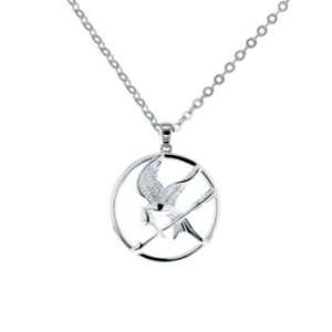  Sterling Silver The Hunger Games Mockingjay Pendant with 