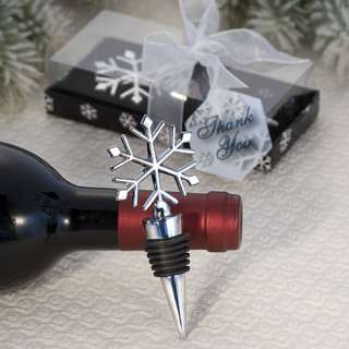   snow” with these elegant snowflake design wine botter stopper favors