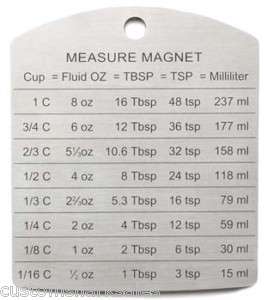 RSVP Measurement Conversion MAGNETIC Chart STAINESS STEEL Refrigerator 