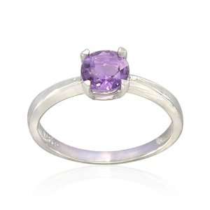  Sterling Silver Round Shaped Pink Amethyst Ring, Size 6 