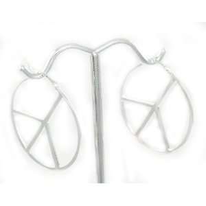   COOL Large 1.25 Peace Charm Hoop Earrings Comes Gift Boxed Jewelry