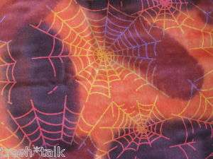 Spider web quilt cotton fabric orange purple 2 yards  
