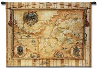OLD WORLD MAP VINTAGE ANTIQUE ART WALL HANGING TAPESTRY  