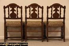 Set of 6 Carved Oak Antique Dining Chairs  