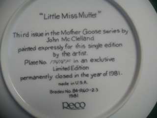 Collectible Plate LITTLE MISS MUFFET Reco 1981 NIB  
