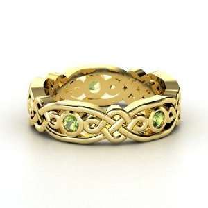  Brilliant Alhambra Band, 14K Yellow Gold Ring with Green 