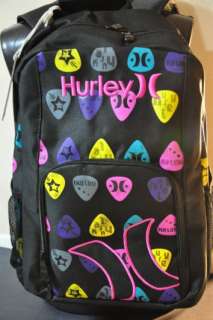 Hurley Guitar Pick Backpack Book Bag Girls Multi NEW  