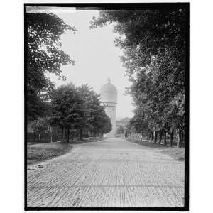  Campus road leading to stone tower,Michigan State Normal 