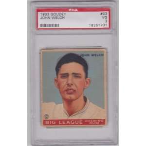  1933 Goudey John Welch #93 PSA 3 Sports Collectibles