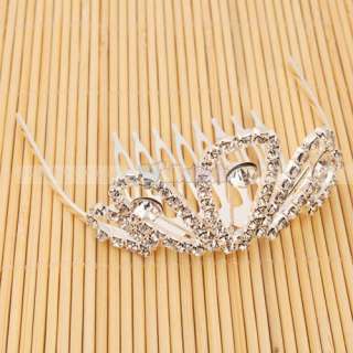 Wedding Bridal Rhinestone Crown Bridal Hair Comb Tiara Pin 003  