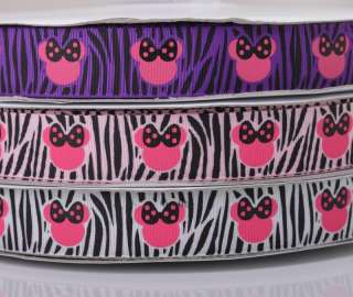 22mm Minnie Zebra printed grosgrain ribbon bowknot bow 5/50 Yards 
