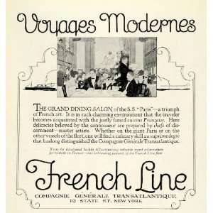   SS Paris French Cuisine Line Ship Cruise   Original Print Ad Home