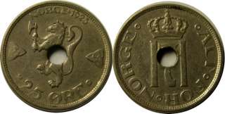 elf Norway 25 Ore 1923 with center hole  