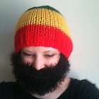 Bearded Beanie   Rasta Hat (Red, Yellow, Green) W/ Black Fuzzy Beard